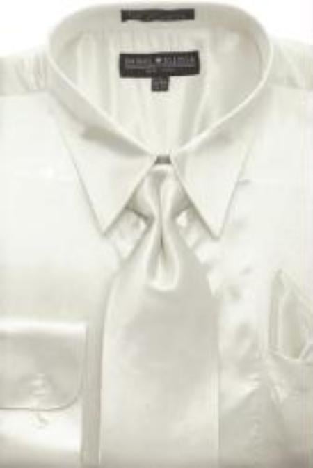 Fashion Cheap Priced Sale Ivory Shiny Silky Satin Men's Dress Cheap Priced Shirt Online Sale