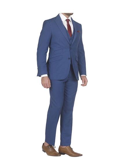 Men's slim fit 3 piece vested suits with Ticket Pockets