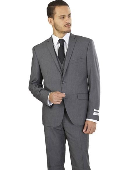 Men's Wedding - Prom Event Bruno 3 Piece Gray Slim Fit Suit
