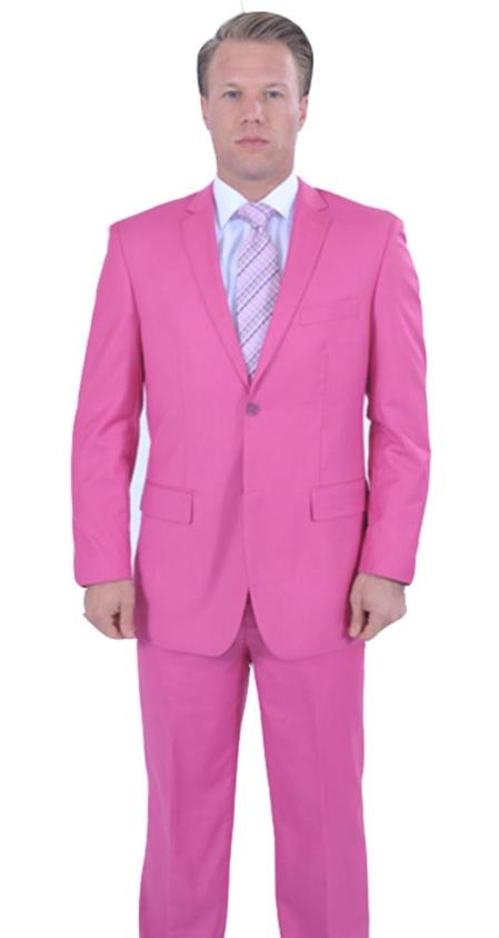Colorful Fuchsia ~ Fuschia ~ Hot Pink Men's Cheap Priced Business Suits Clearance Sale Jacket & Pants