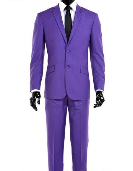 Alberto Nardoni Men's 2 ButtonModern Fit Suits Light Purple Suit + Vest Dark Lav