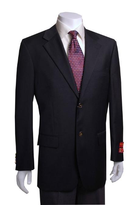 Mix and Match Suits Men's Quality 2 Buttons Portly Blazer / Sport coat Black Executive Fit Suit - Mens Portly Suit