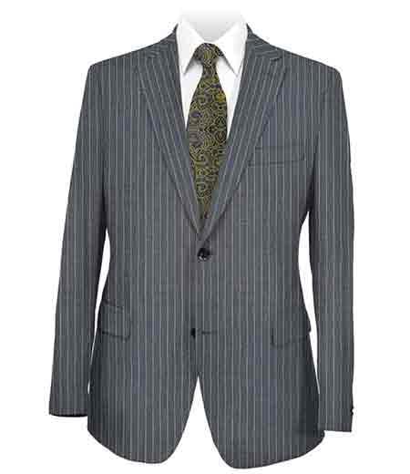 Men's Stripe 2 Button Dark Grey Side Vent Suit