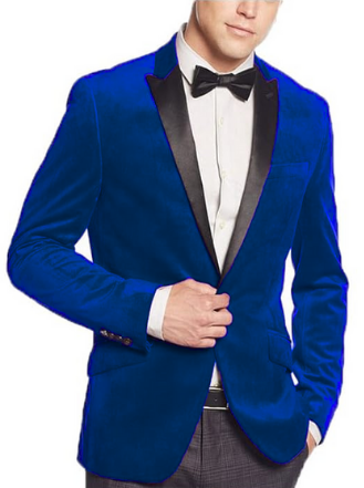 Royal Blue Mens Big and Tall Velvet Blazer - Velvet Sport Coat