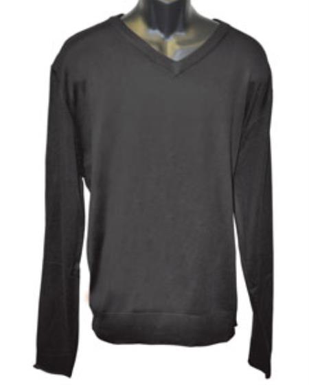 Men's Black V Neck Sweater set Available in Mens Big And Tall Sweaters Sizes