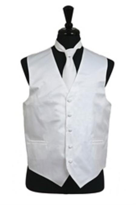Men's White Regular Fit Wedding Dress Tuxedo with Vest - Men's Neck Ties - Mens Dress Tie - Trendy Mens Ties