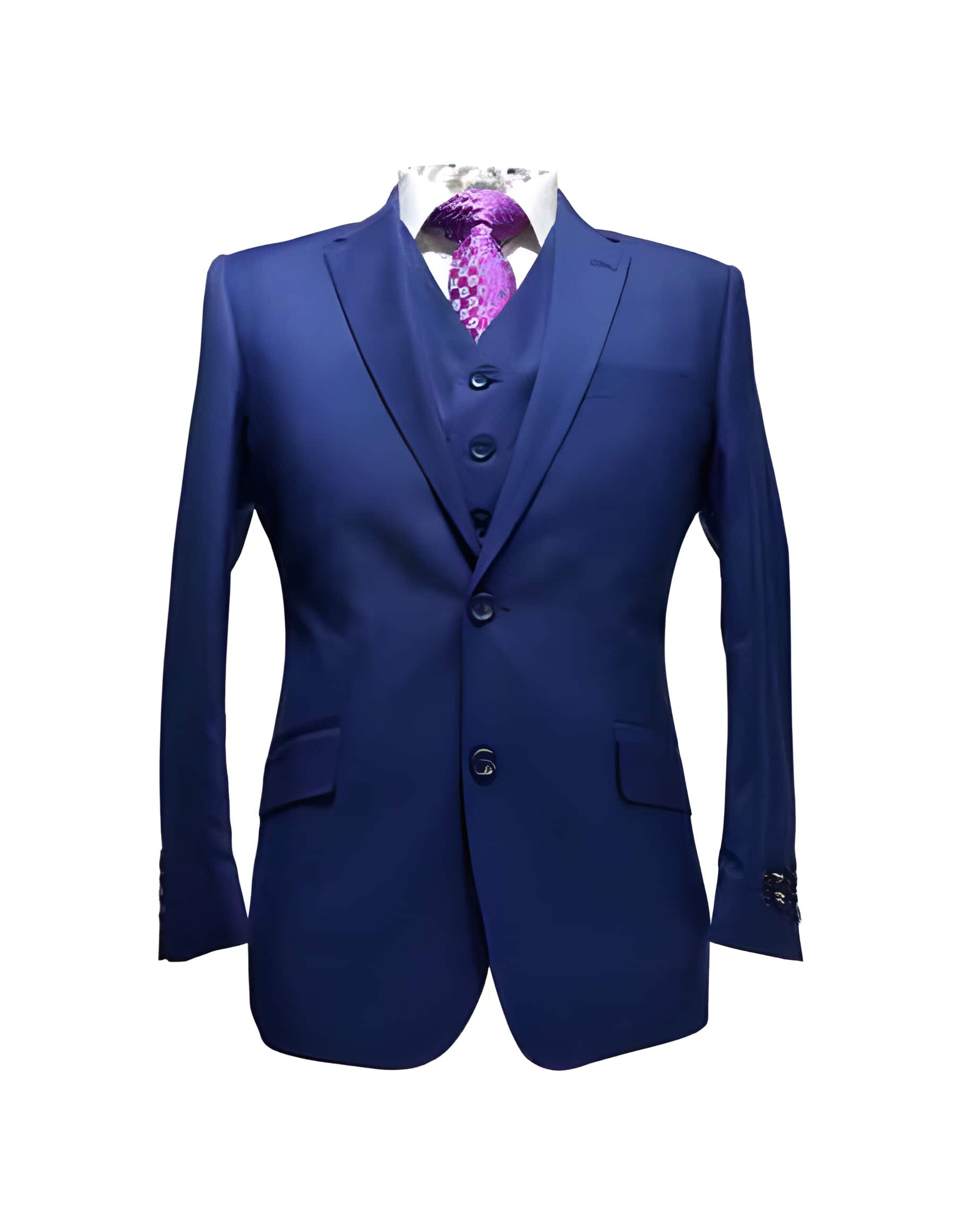 Bright Blue Indigo ~ Cobalt ~ Teal Blue 2 Button Pick Stitched Suit Pleated pants
