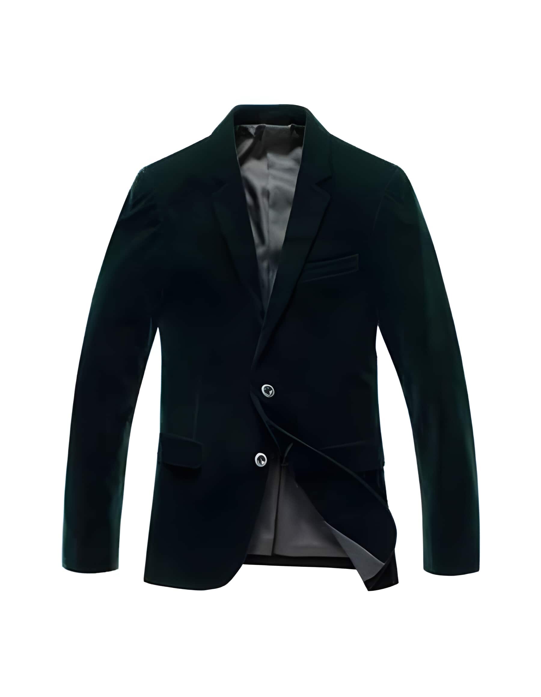 Double Breasted 2 Button Dark Olive Green Velvet Blazer Suit Jacket