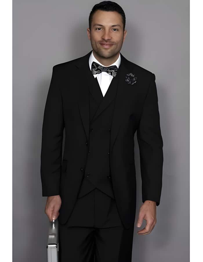 Double Breasted All Solid Funeral Attire - Funeral Outfit - Funeral Clothes Wool 3Piece Vest Statement Suit