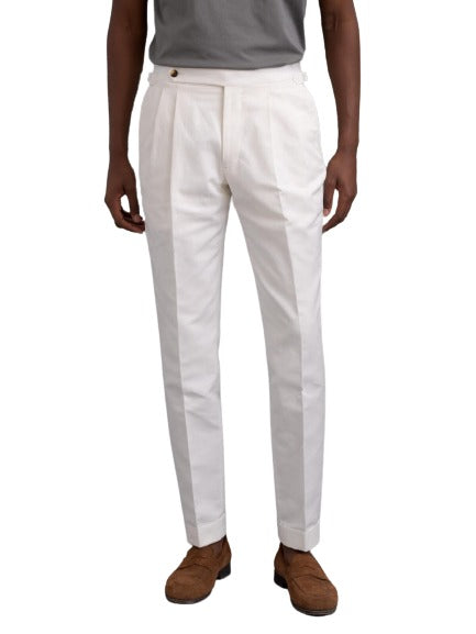 Solid White 1 Pleated Dress Pants