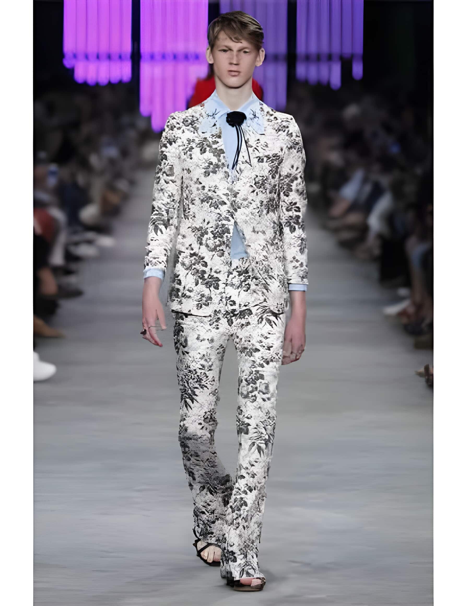 Floral ~ Flower Pattern 1 Button White Suits
