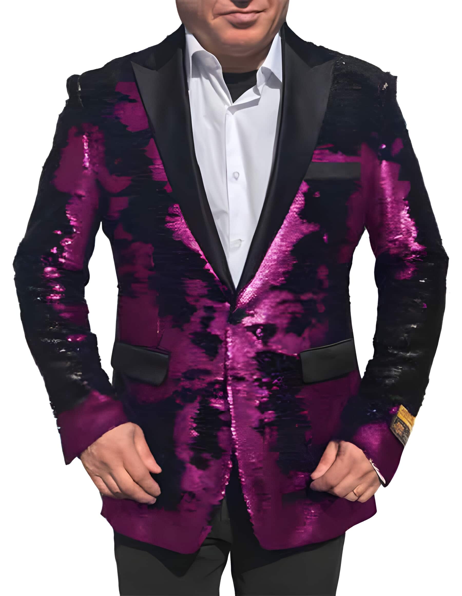 Tuxedo Navy Blue~Black 1 Button Shiny Sequin Glitter Sport Coat