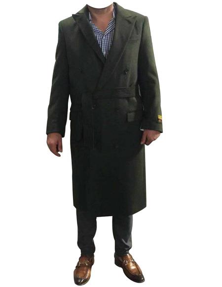 DBCoat Men's Alberto Nardoni Belted Coat Overcoats ~ Long Men's Dress Topcoat - Winter coat Double Breasted Suit Full Length