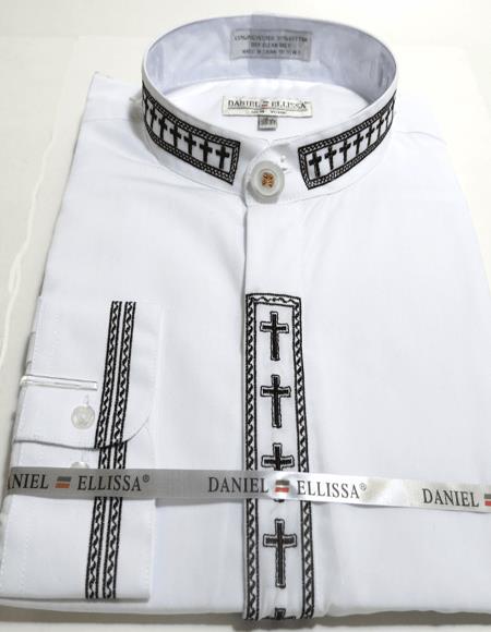 Daniel Ellissa Men's French Cuff Shirt White and Black