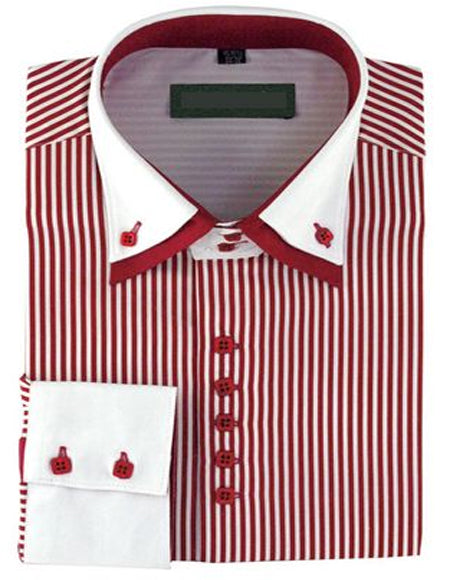 High Collar Clubbing Lilac Stripe AH606 Men's Dress Shirt