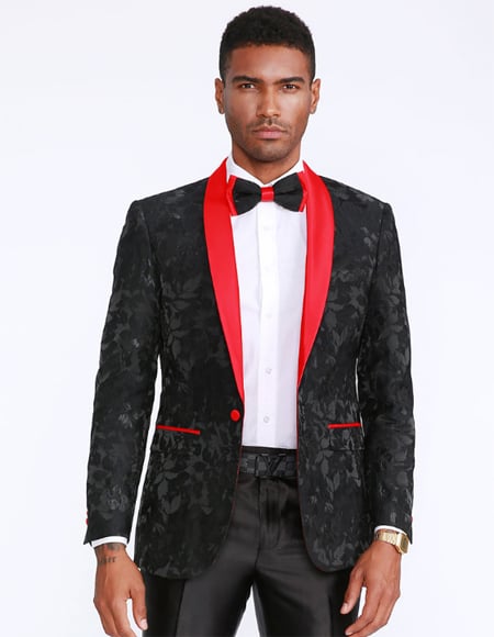Black ~ Red Poly/Rayon One Chest Pocket