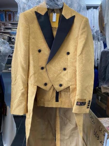 Gold Tail Tuxedo - Black and Gold Tailcoat - Gold Suit