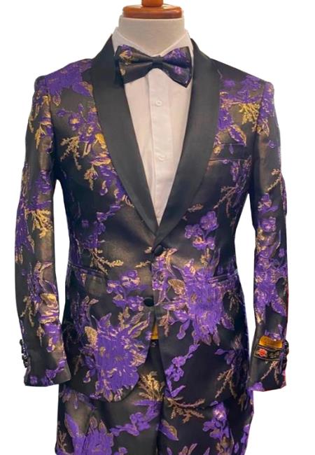 Floral Suits - Paisley Suit - Fashion Suits - Wedding Suit Purple