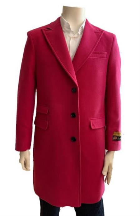 Men's Overcoat - Three Quarter Car coat + Pink