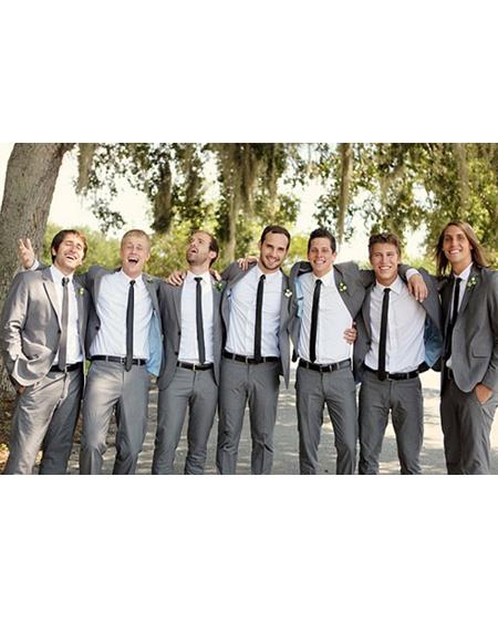 Gray Suit Black Tie