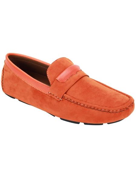 Velvet Loafer - Orange Slip On Casual Shoe