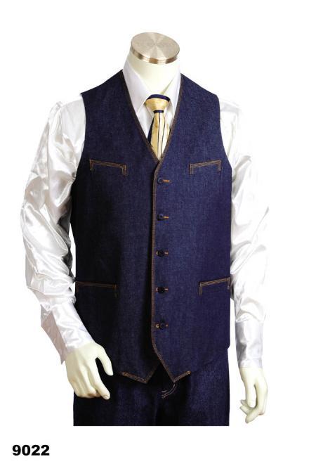 Big and Tall Denim Jeans Plus Matching Vest Set Combo