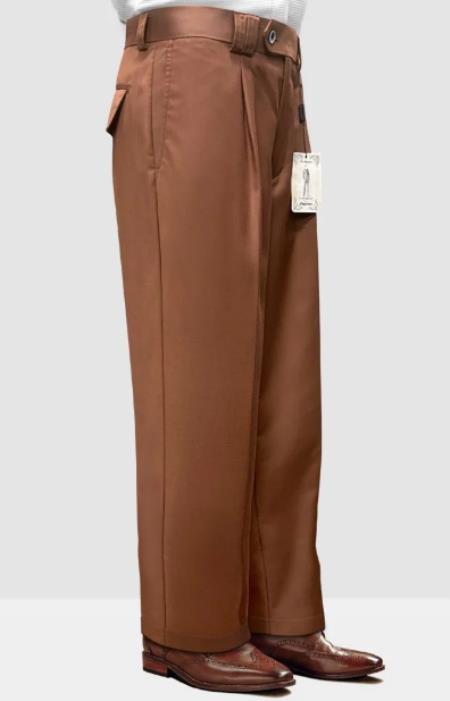 Mens Pant - Pleated Wide Leg - Copper