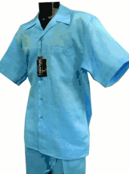 Mens Linen Walking Suit - "Turquoise" Summer Outfit - Mens Linen Suit