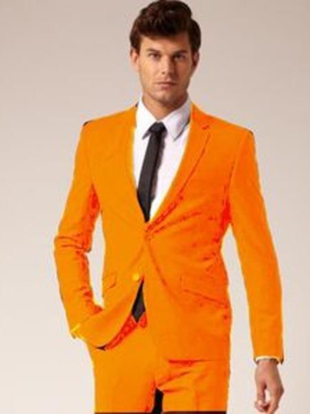 Mens Orange Tuxedo With Pants - Orange Prom Suit
