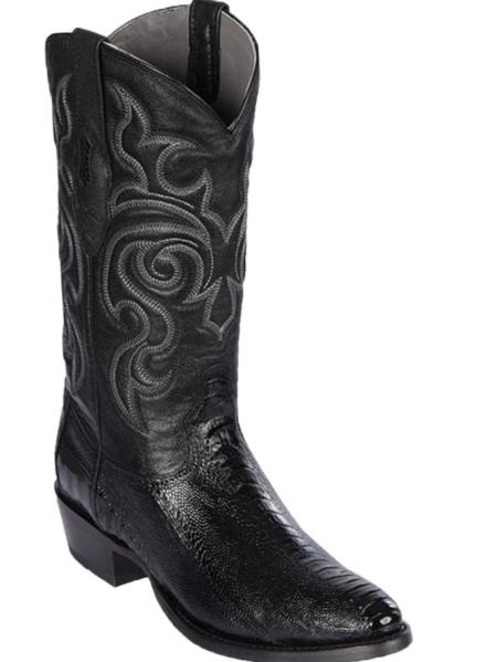 Mens Los Altos Original Ostrich Leg Round Toe Boot Black
