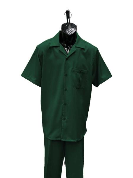 Mens Walking Suit - Big and Tall Casual Suit - Emerald Green Suit Up to 6XL Pants