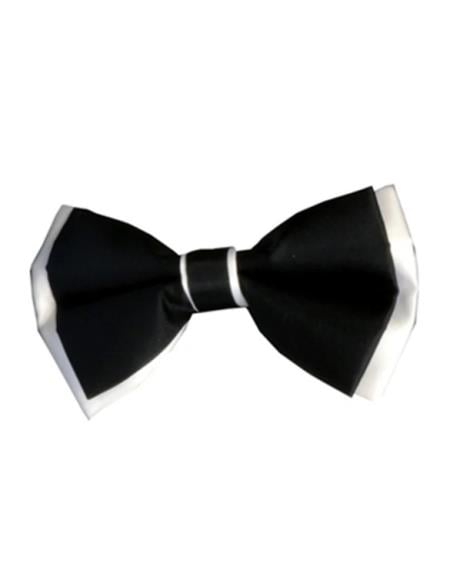 SKU#JA61026 Mens Formal - Wedding Bowtie - Prom Black and White Bowtie