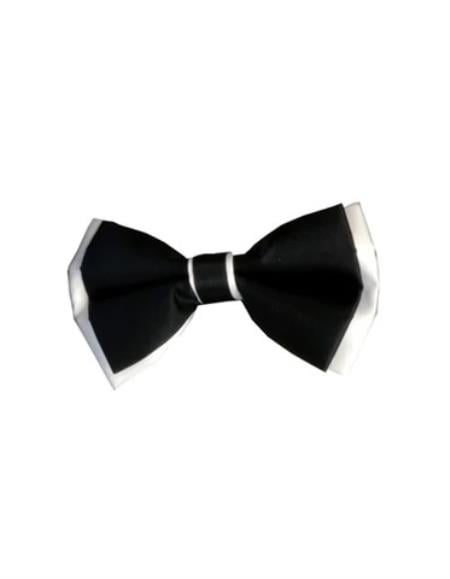 SKU#JA61044 Mens Formal - Wedding Bowtie - Prom Black and White Bowtie