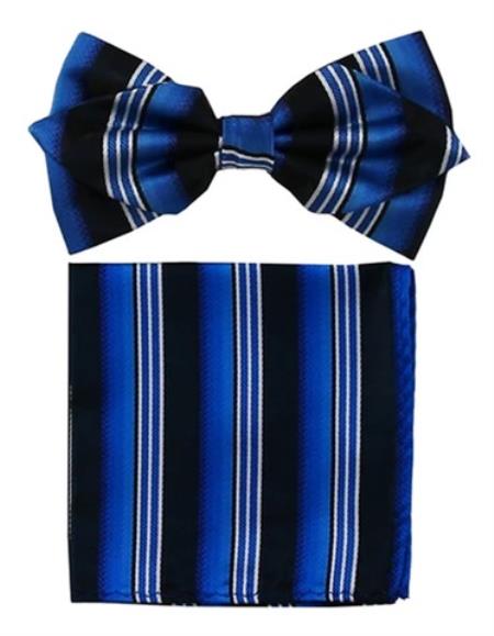 SKU#JA61056 Mens Formal - Wedding Bowtie - Prom Royal Blue and Black Bowtie