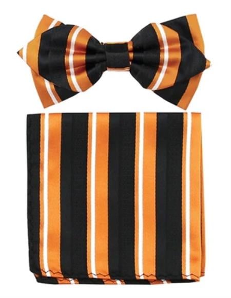 Mens Formal - Wedding Bowtie - Prom Orange and Black Bowtie
