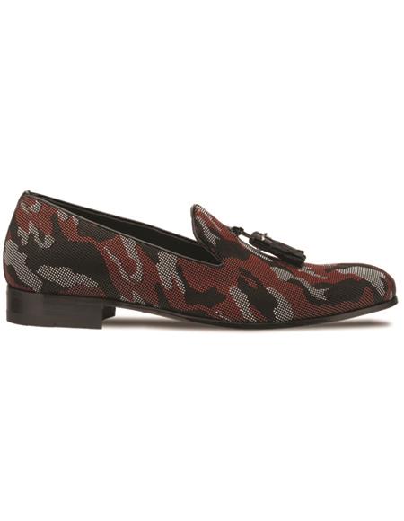 Mezlan Brand - Black Tuxedo Shoe - Camo - Fabric Tassel Pump