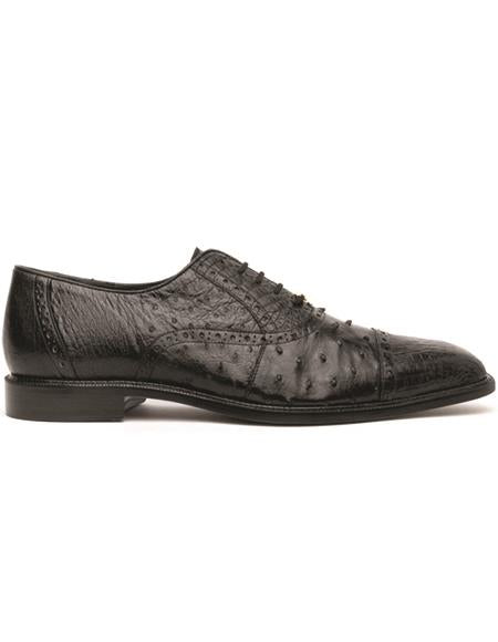 Belvedere Onesto II Ostrich/Crocodile Shoes Black