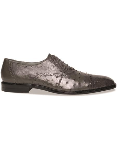 Belvedere Onesto II Ostrich/Crocodile Shoes Gray