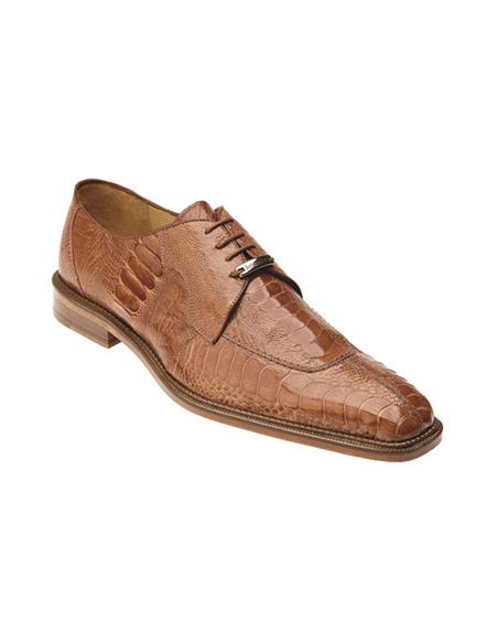 Belvedere Siena Ostrich Lace Up Shoes Burned Amber
