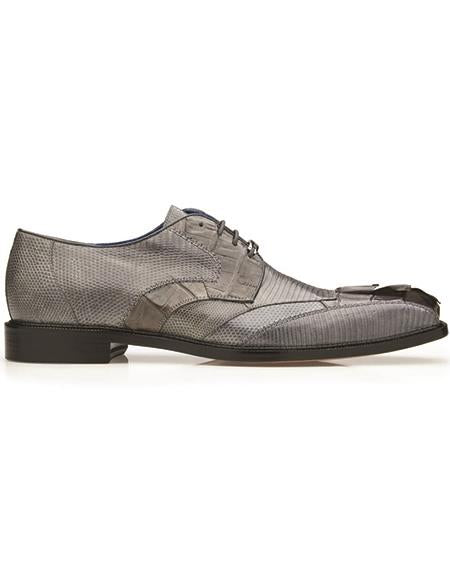 Belvedere Valter Genuine Caiman Crocodile - Lizard Shoes Gray