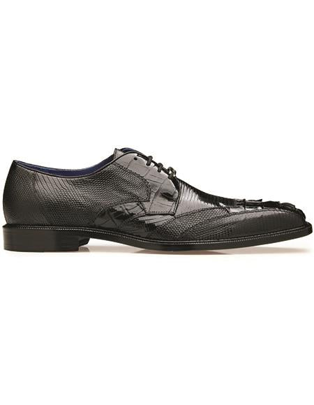 Belvedere Valter Caiman Crocodile and Lizard Shoes Black