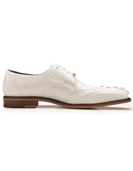 Belvedere Valter Caiman Crocodile and Lizard Shoes White