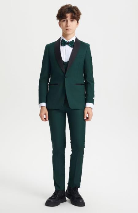 Boys Tuxedo - Green Kids Suit