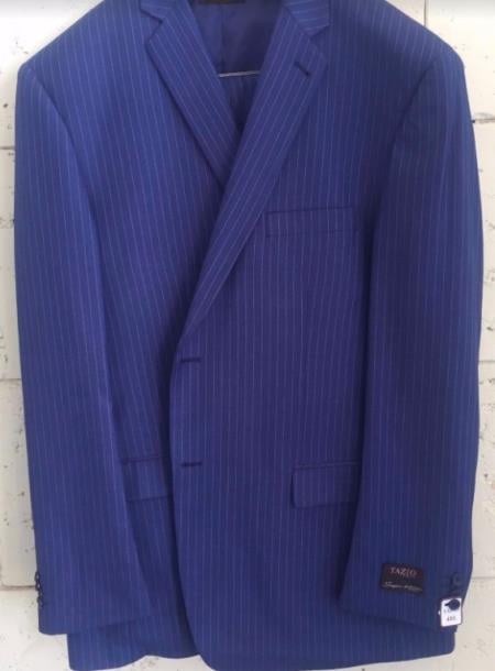 Mens Light Blue Pinstripe Vested Suit - Modern Fit
