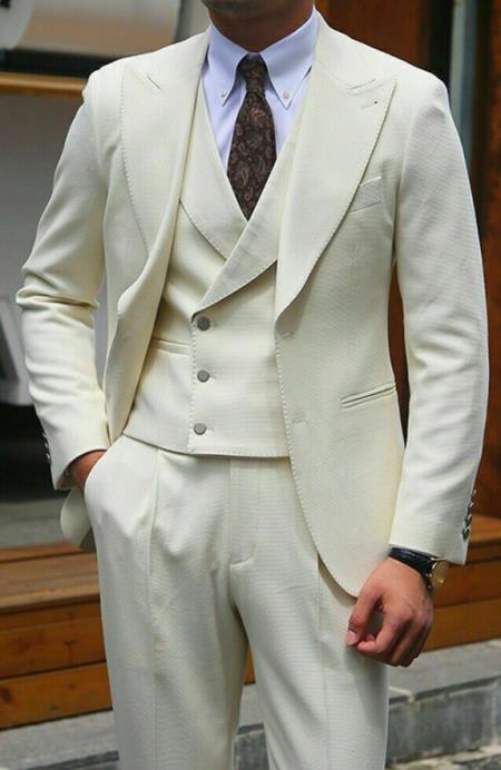 Ivory Tuxedo Jacket - Cream Wedding Suit - Off White Suit (Jacket and Pants Included)
