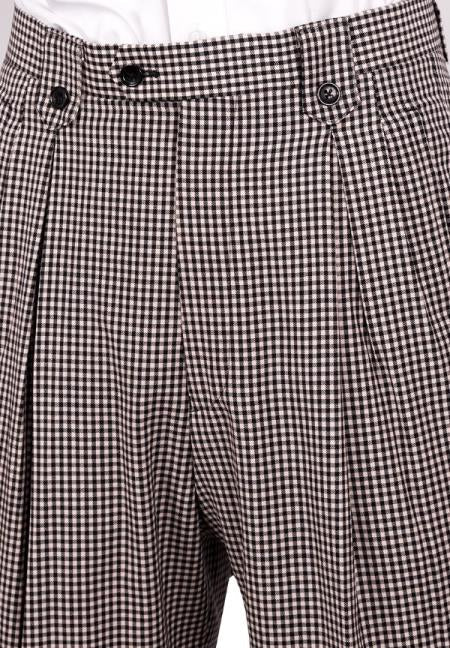 Houndstooth Wide Leg Pants Wide leg Pants Plus Matching Double Breasted Vest 100% Wool - Black and White Checker