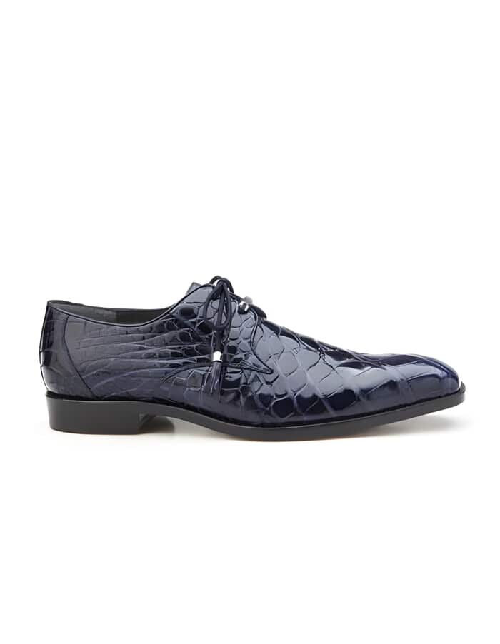 Lorenzo Navy Plain Toe Genuine Alligator Tassel Laces Cheap Priced Belvedere Shoes