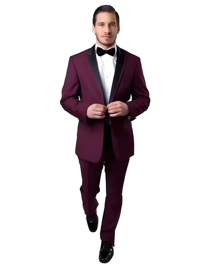 Modern Mens Maroon and Black Suit - Black and burgundy suit