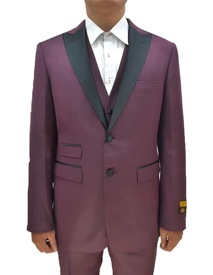 Maroon and Black Suit - Black and burgundy suit Mens