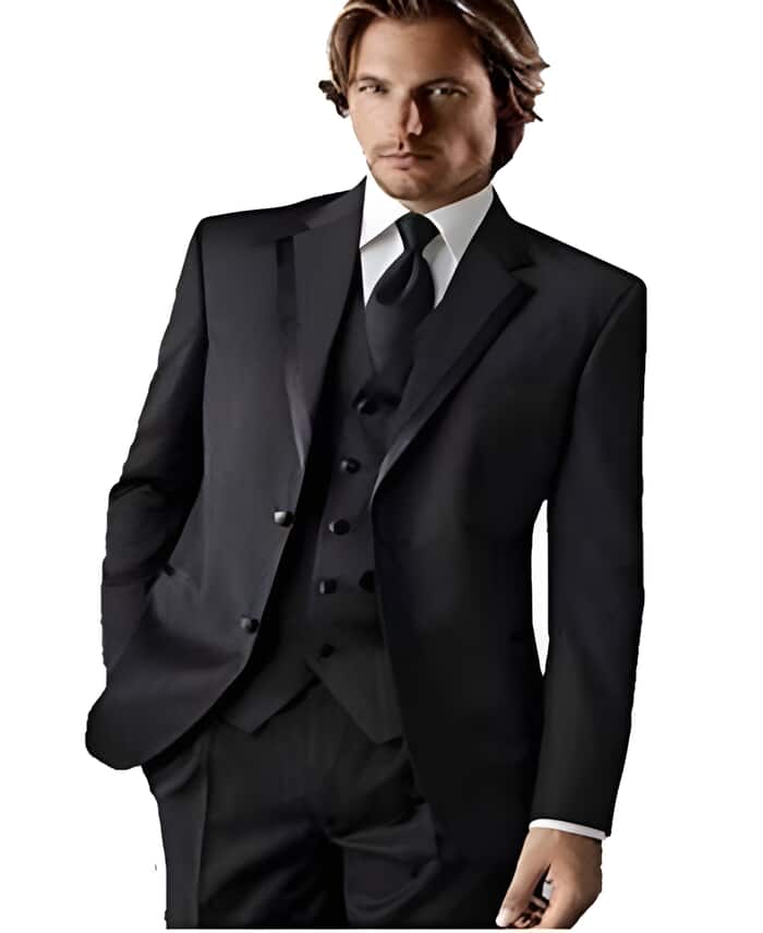 Men's Groomsman Trimmed Classic Fit 3 ~ Three Piece Black Wedding / Prom ~ Wedding Groomsmen Cheap Homecoming Tuxedo Vested Suit